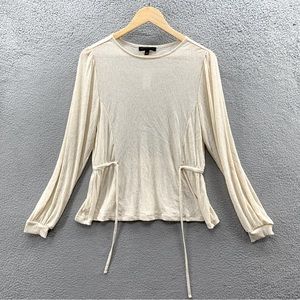 NWT Banana Republic Ivory Pullover Top Blouse Long Sleeve Semi Sheer Textured M